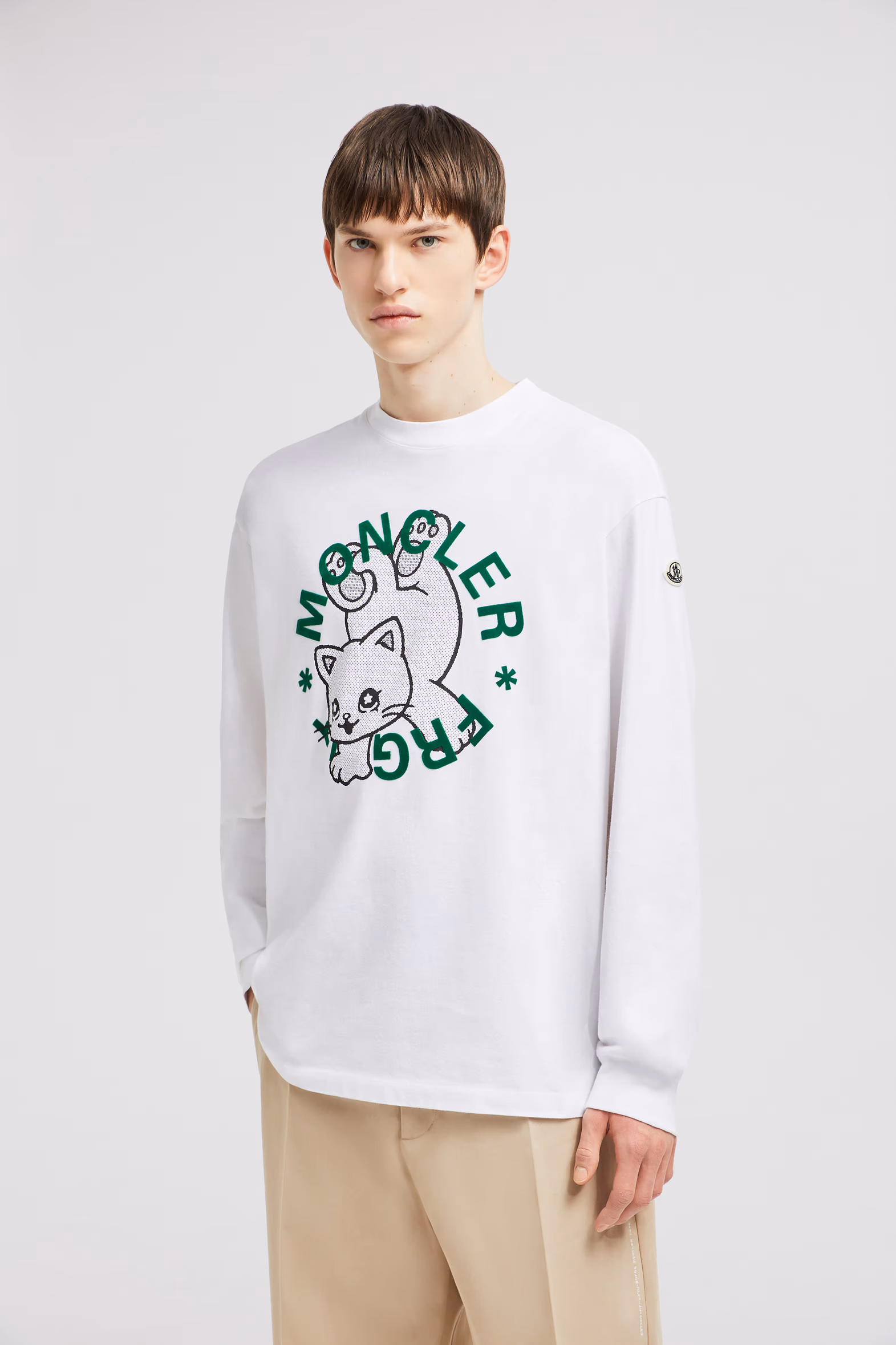 Moncler x FRGMT Cartoon Logo Long Sleeve T-Shirt Men White Moncler 0